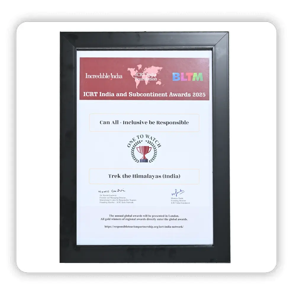 Trek The Himalayas was awarded the Responsible Tourism Award 2025